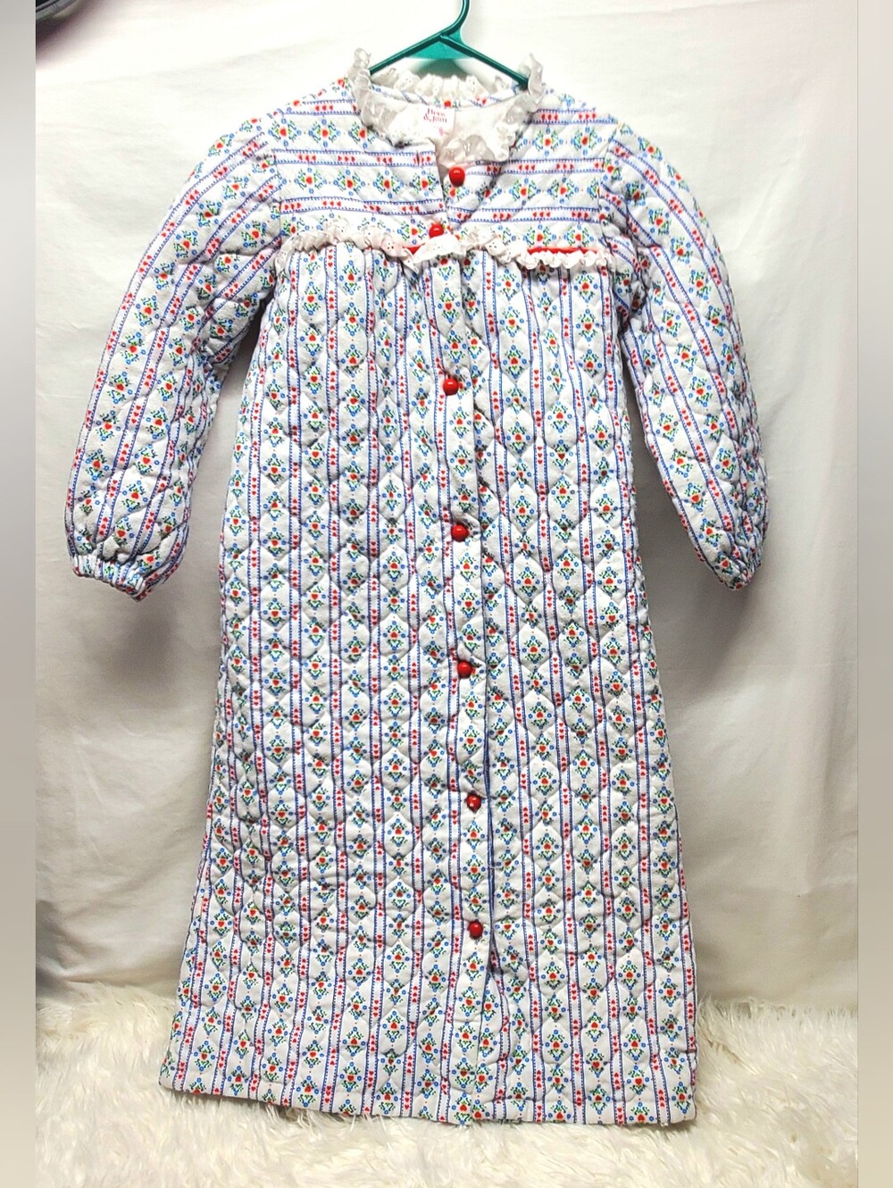Vintage y2k bees & jam robe/ nightgown hearts floral print Quilted Warm 80s 90s